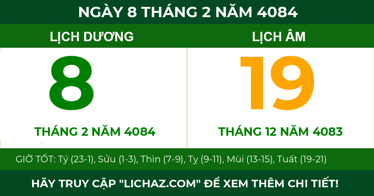 lịch âm ngày 8 tháng 2 năm 4084