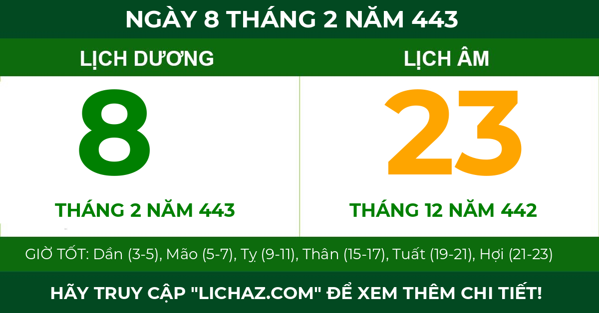 lịch âm ngày 8 tháng 2 năm 443