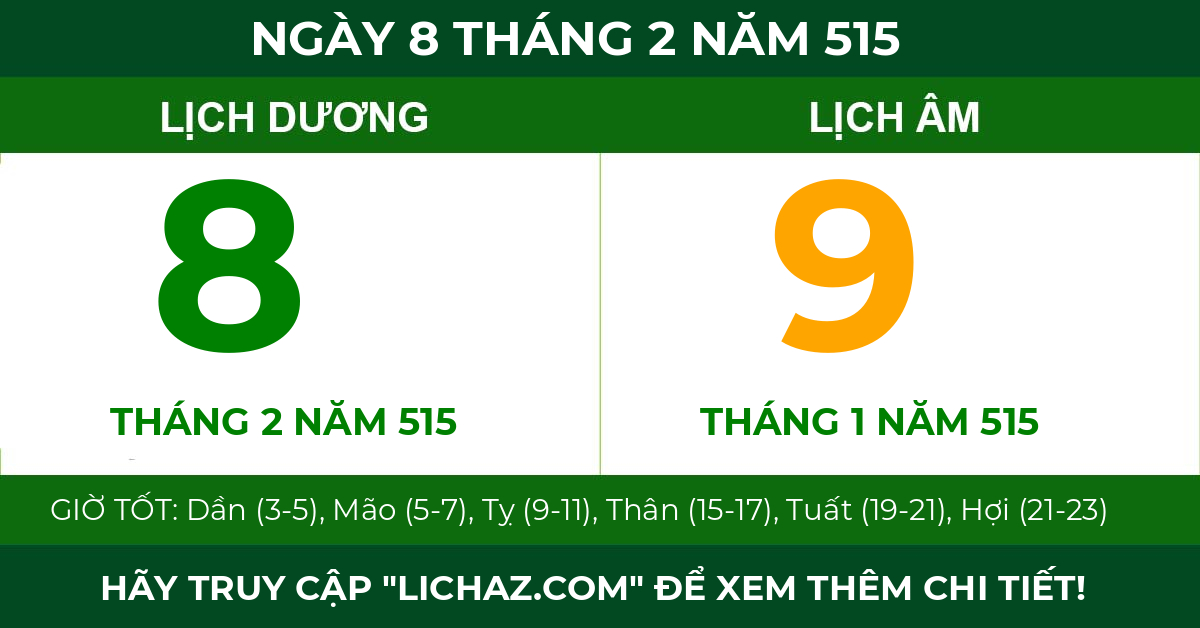 lịch âm ngày 8 tháng 2 năm 515