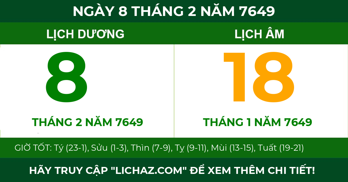 lịch âm ngày 8 tháng 2 năm 7649