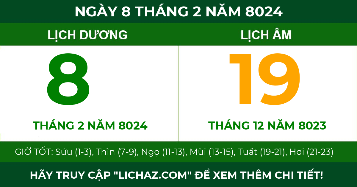 lịch âm ngày 8 tháng 2 năm 8024
