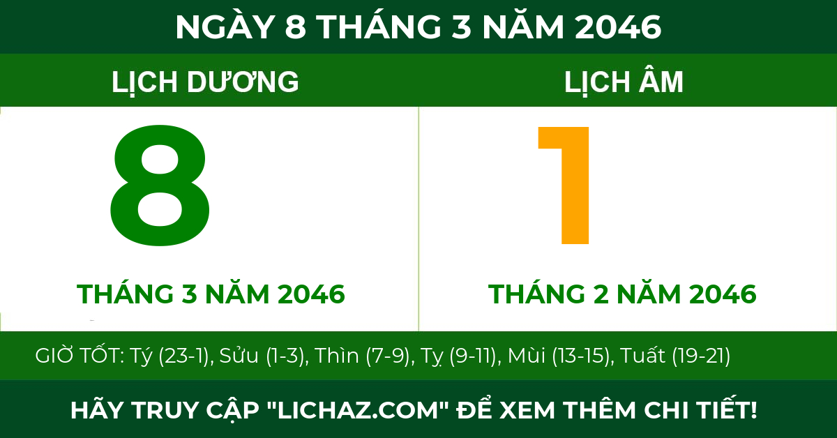 lịch âm ngày 8 tháng 3 năm 2046