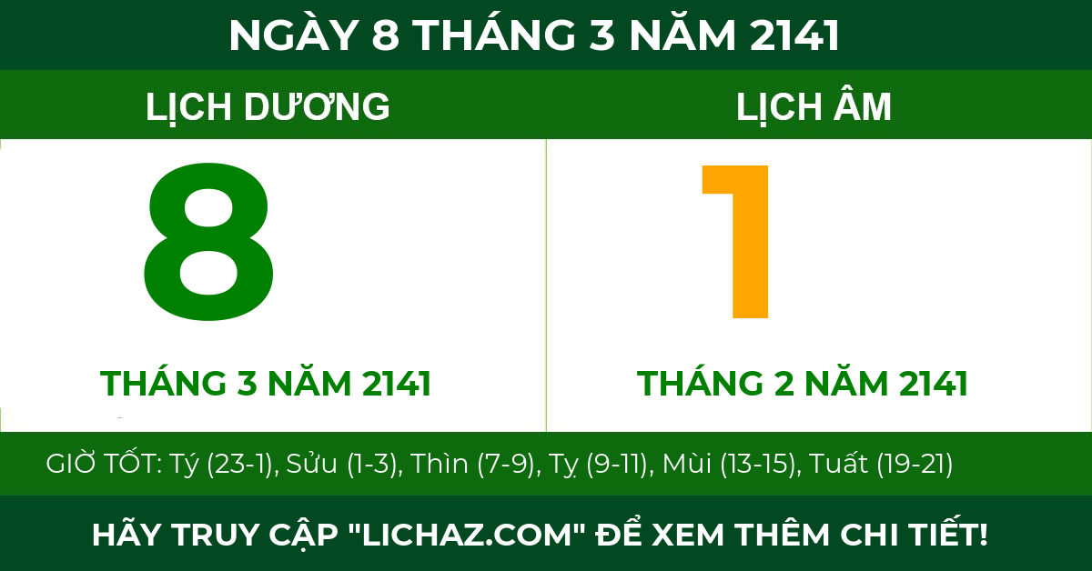 lịch âm ngày 8 tháng 3 năm 2141