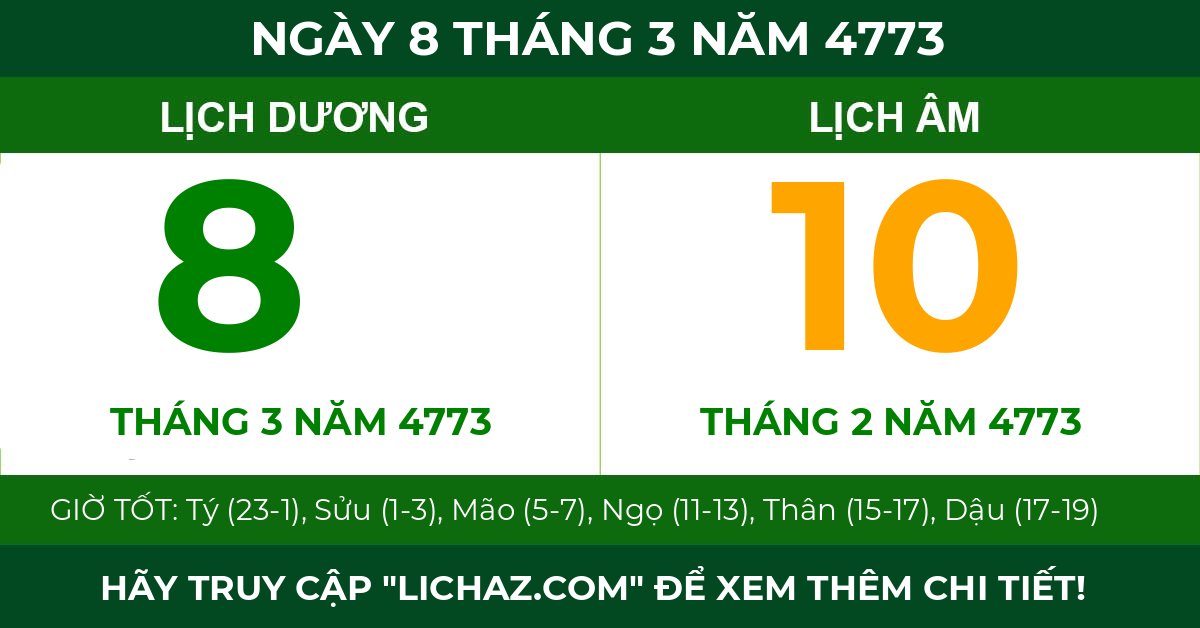 lịch âm ngày 8 tháng 3 năm 4773