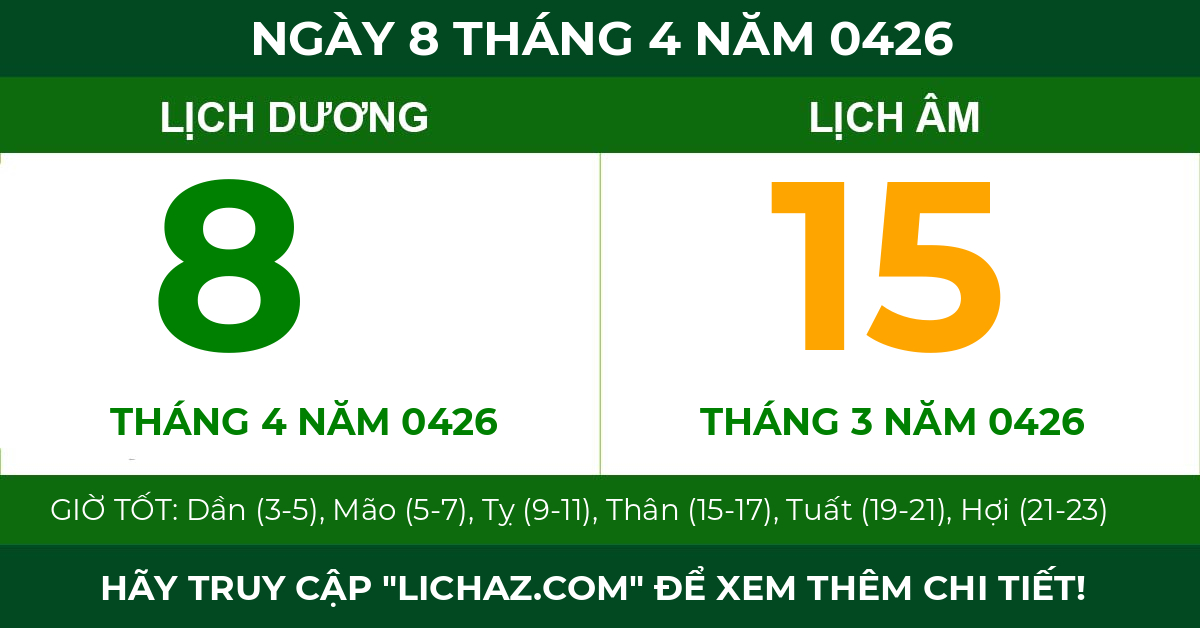 lịch âm ngày 8 tháng 4 năm 0426