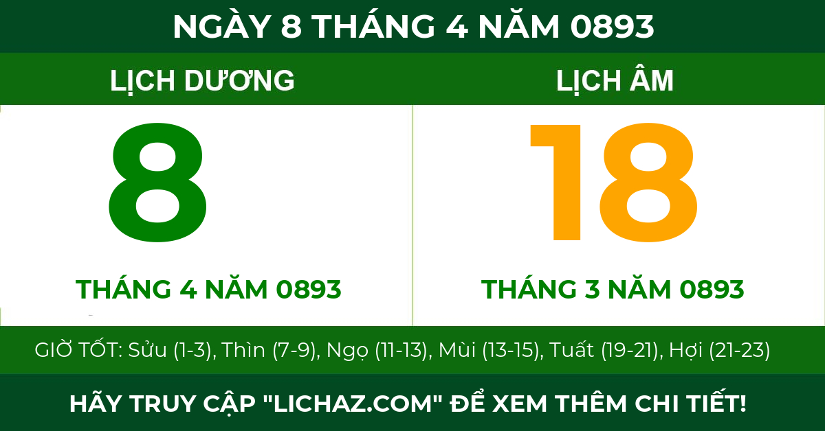 lịch âm ngày 8 tháng 4 năm 0893