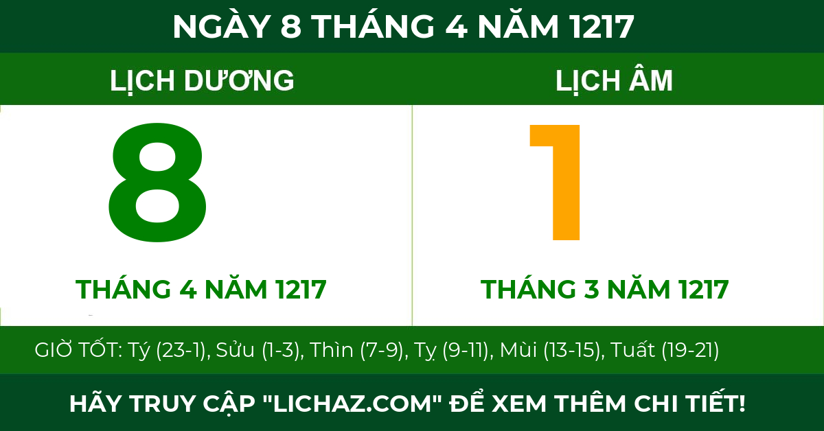 lịch âm ngày 8 tháng 4 năm 1217