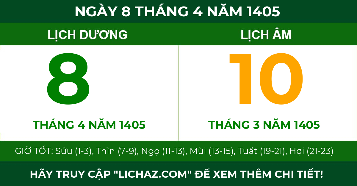 lịch âm ngày 8 tháng 4 năm 1405
