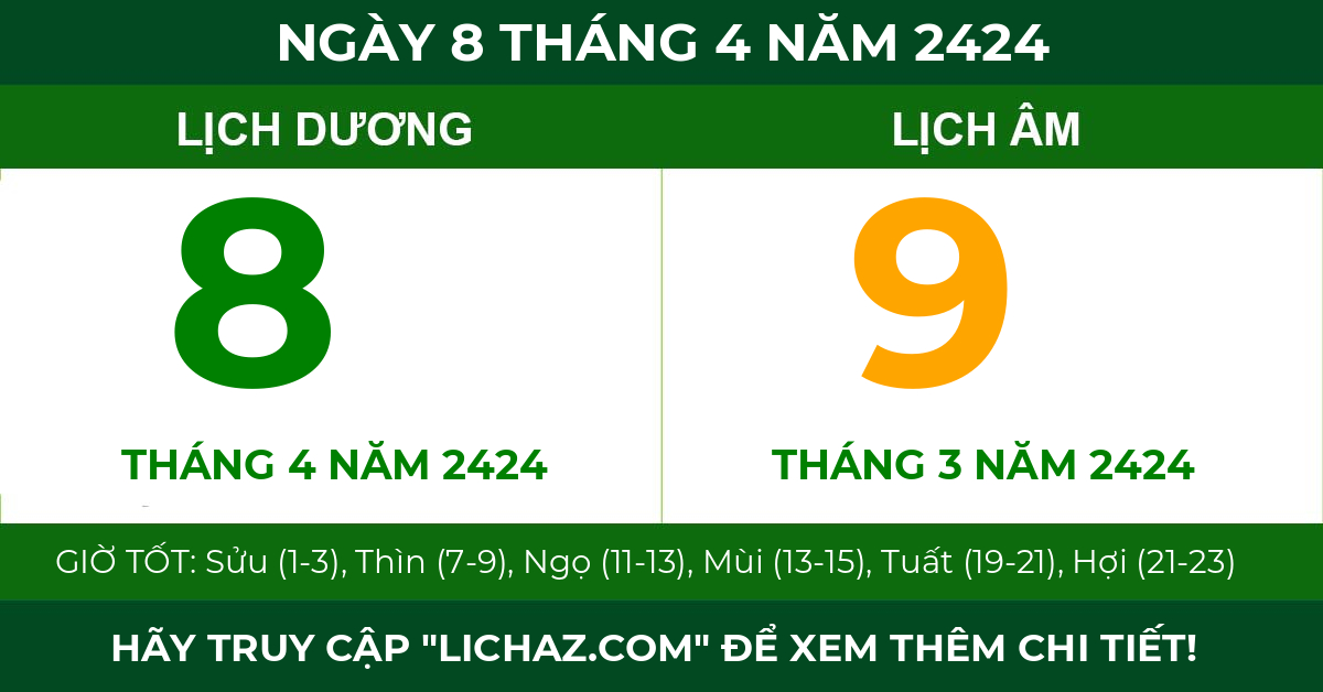 lịch âm ngày 8 tháng 4 năm 2424