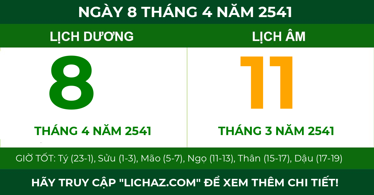 lịch âm ngày 8 tháng 4 năm 2541
