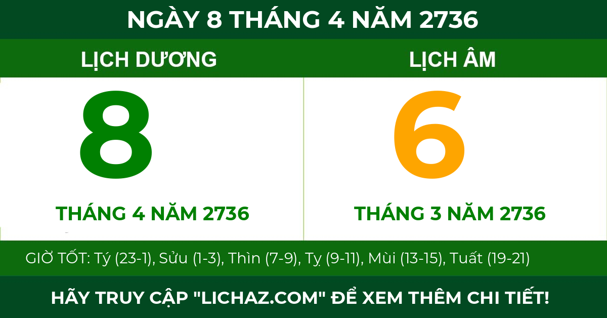 lịch âm ngày 8 tháng 4 năm 2736