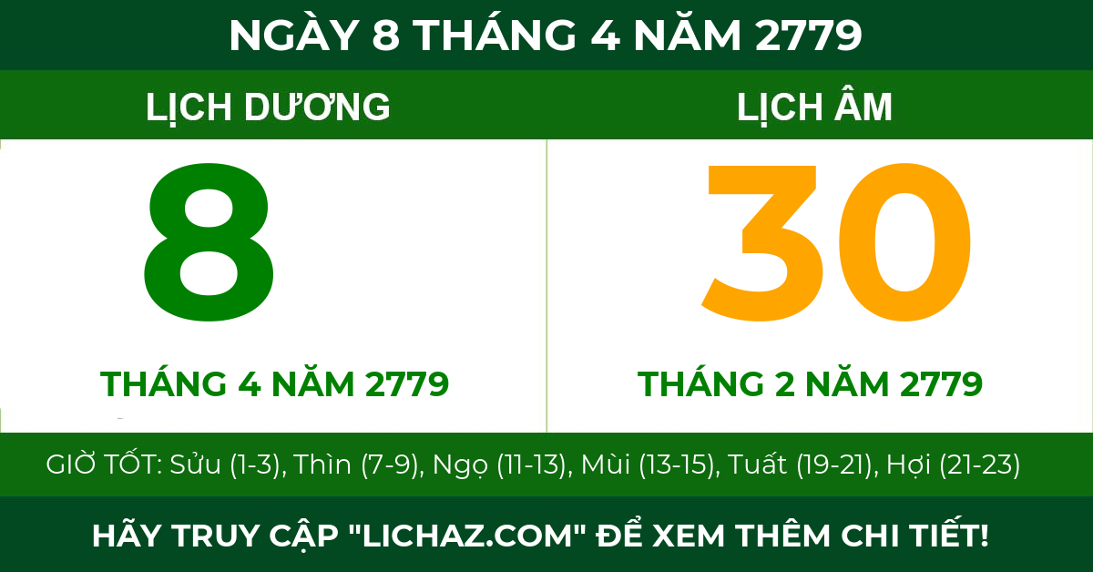 lịch âm ngày 8 tháng 4 năm 2779