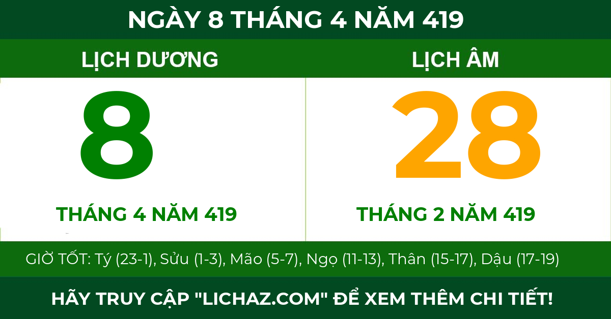 lịch âm ngày 8 tháng 4 năm 419