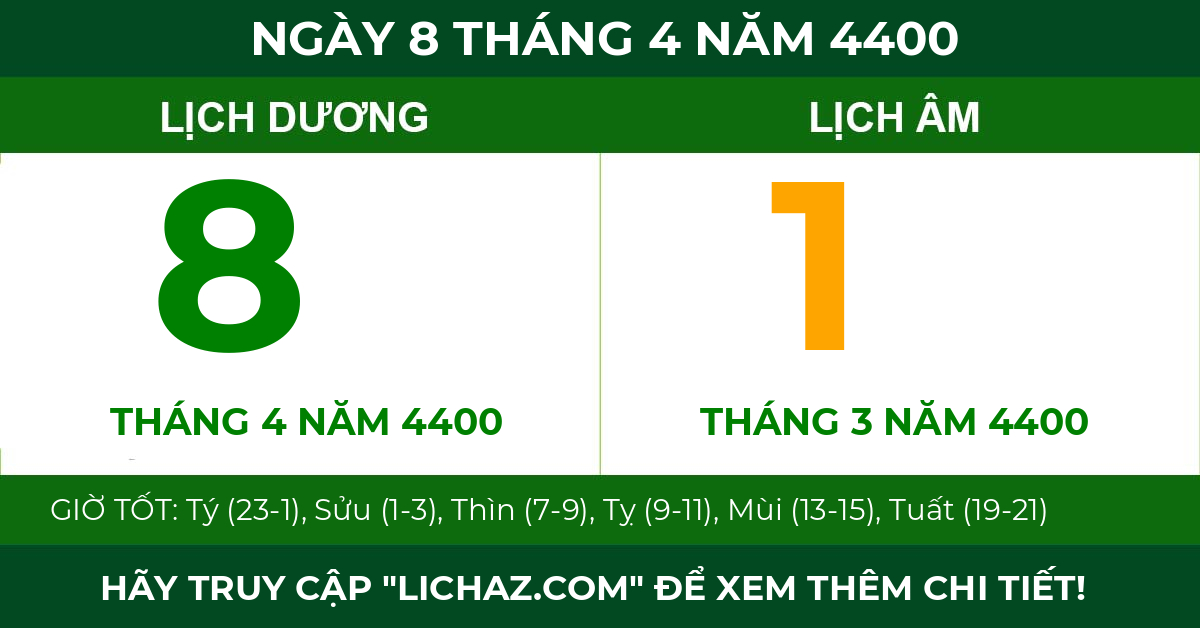 lịch âm ngày 8 tháng 4 năm 4400