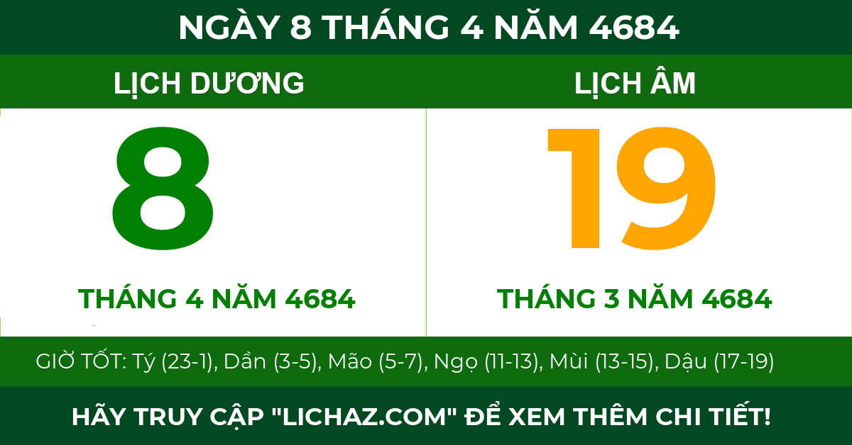 lịch âm ngày 8 tháng 4 năm 4684
