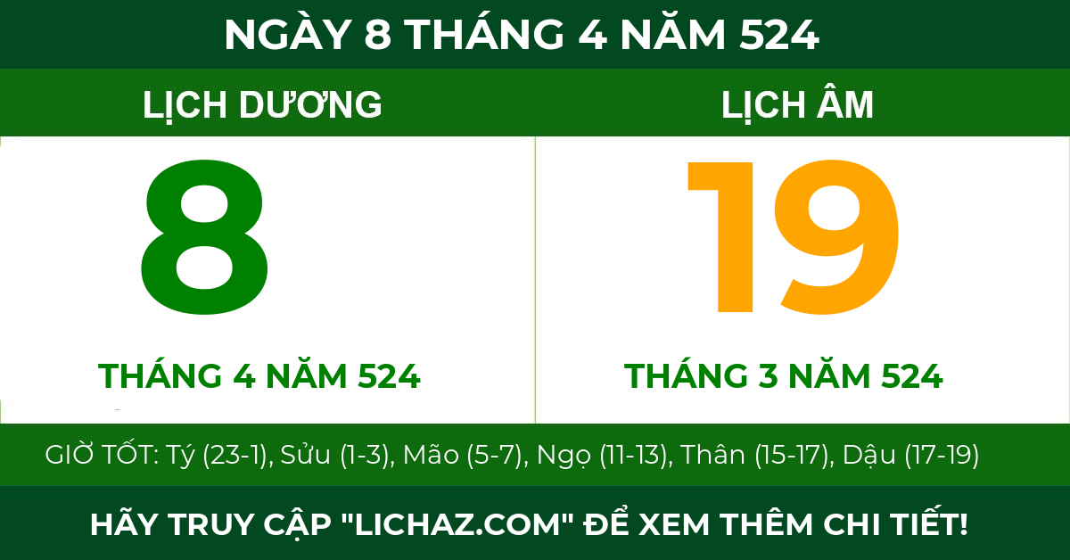 lịch âm ngày 8 tháng 4 năm 524