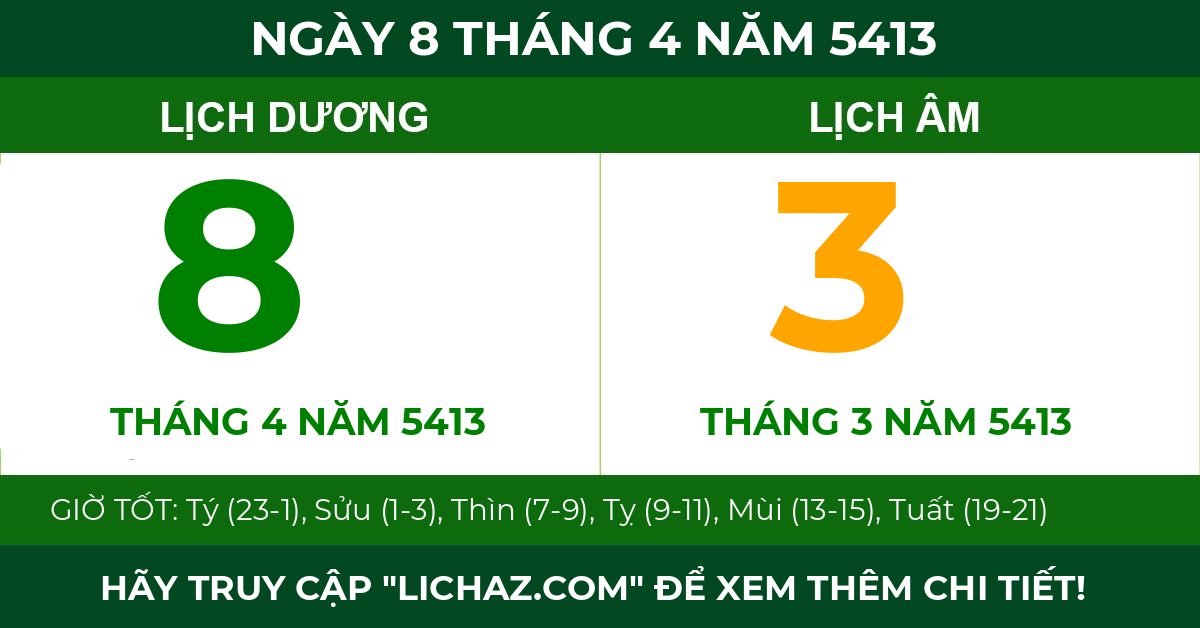 lịch âm ngày 8 tháng 4 năm 5413