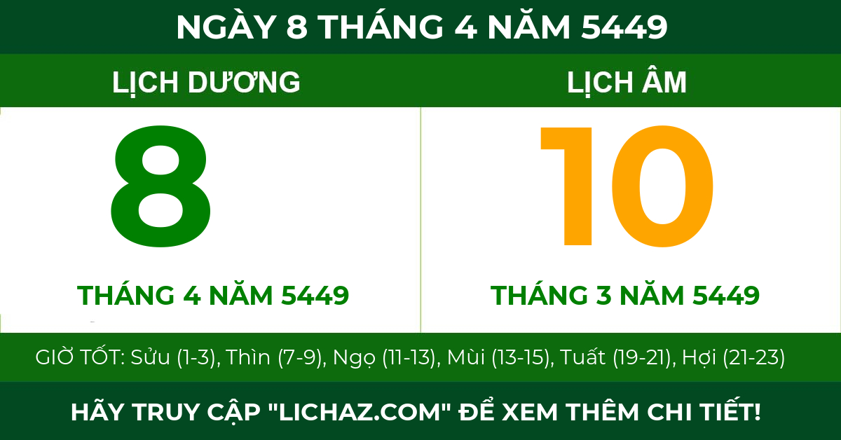 lịch âm ngày 8 tháng 4 năm 5449