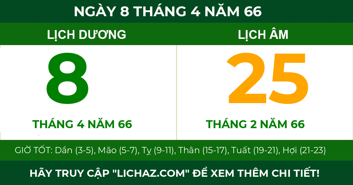 lịch âm ngày 8 tháng 4 năm 66
