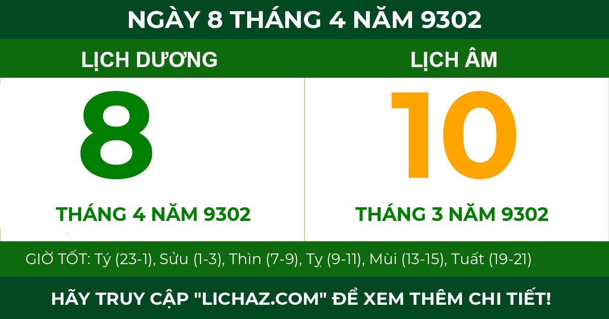 lịch âm ngày 8 tháng 4 năm 9302