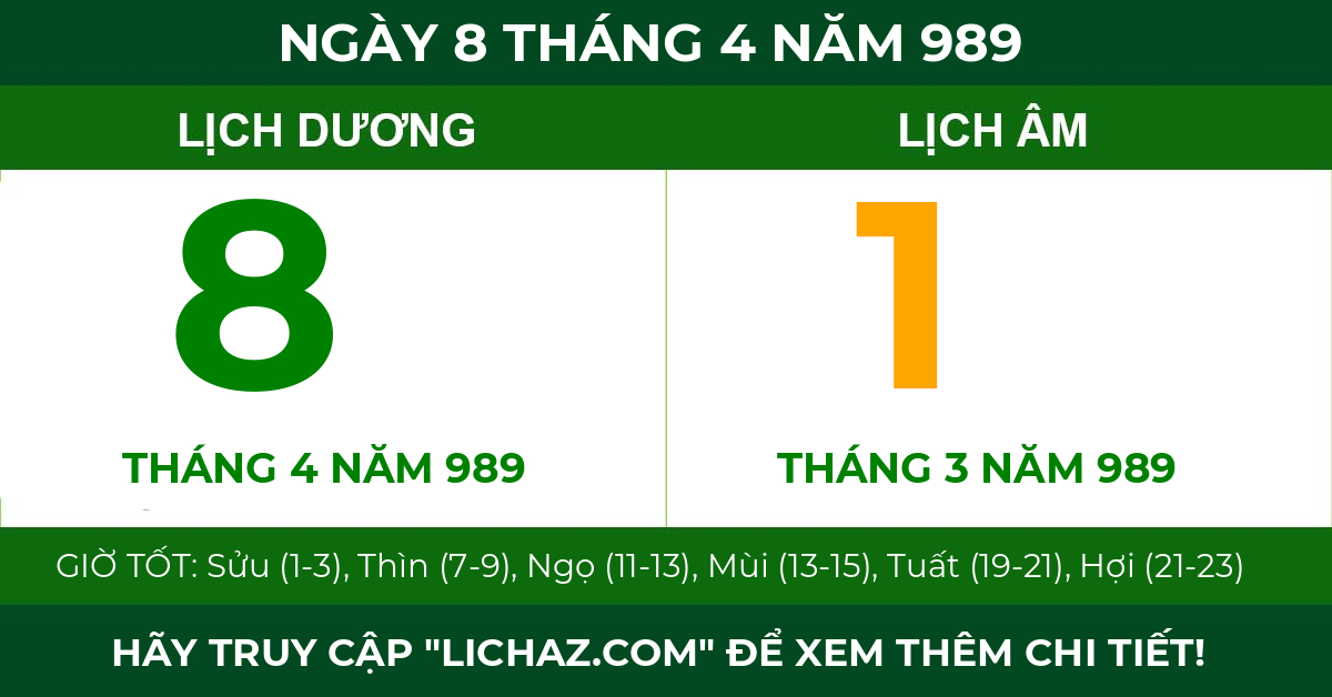 lịch âm ngày 8 tháng 4 năm 989