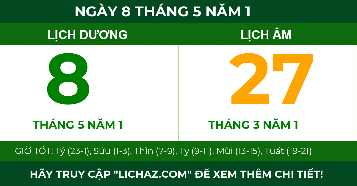 lịch âm ngày 8 tháng 5 năm 1
