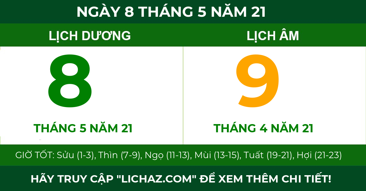 lịch âm ngày 8 tháng 5 năm 21