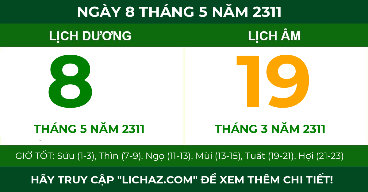 lịch âm ngày 8 tháng 5 năm 2311