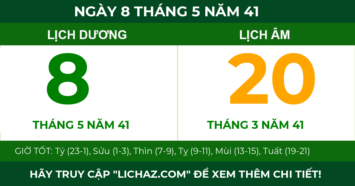 lịch âm ngày 8 tháng 5 năm 41