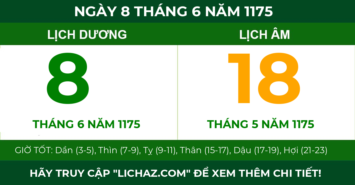 lịch âm ngày 8 tháng 6 năm 1175