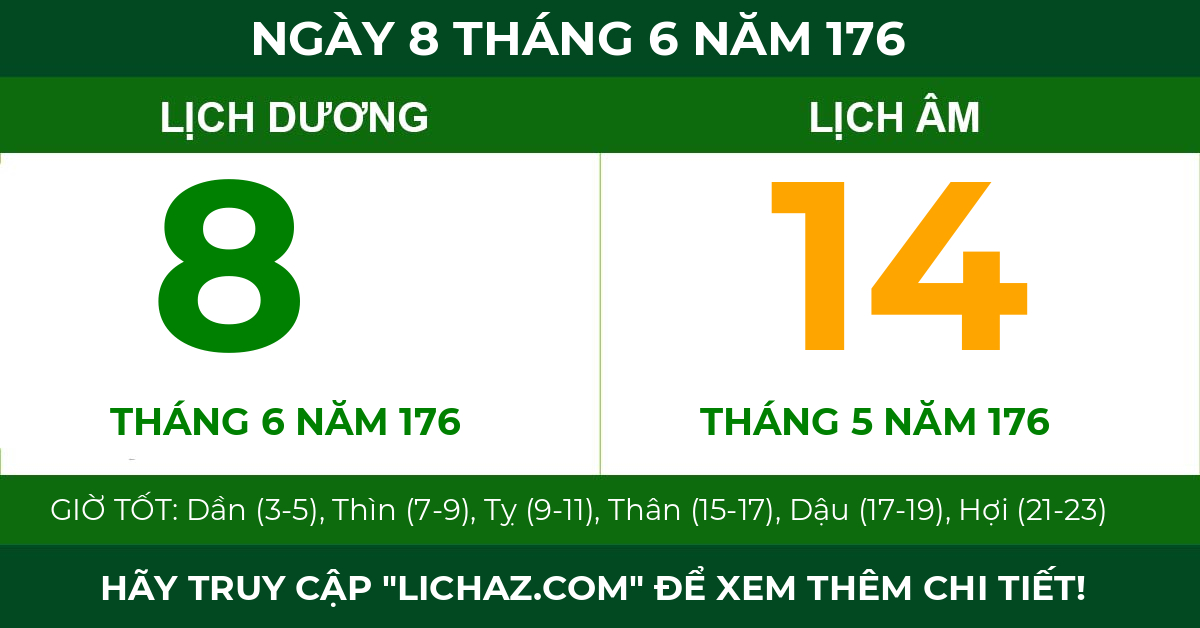 lịch âm ngày 8 tháng 6 năm 176