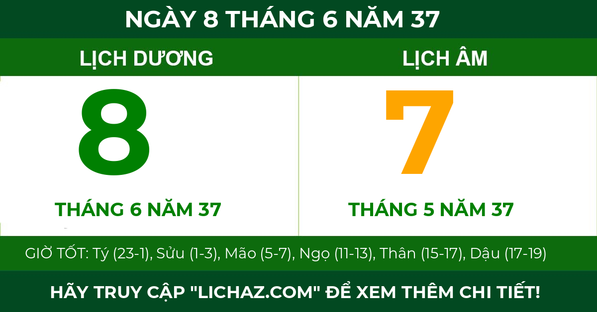 lịch âm ngày 8 tháng 6 năm 37