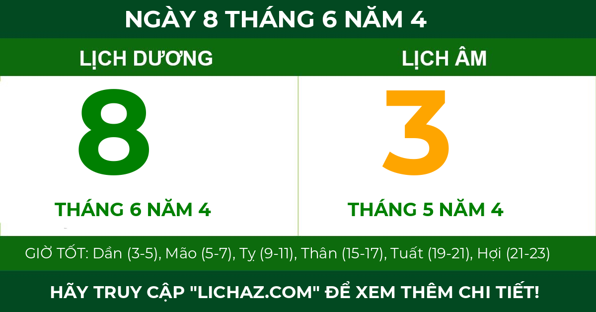 lịch âm ngày 8 tháng 6 năm 4