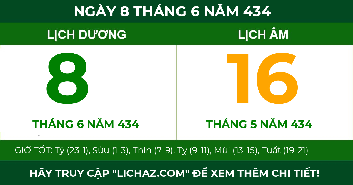 lịch âm ngày 8 tháng 6 năm 434