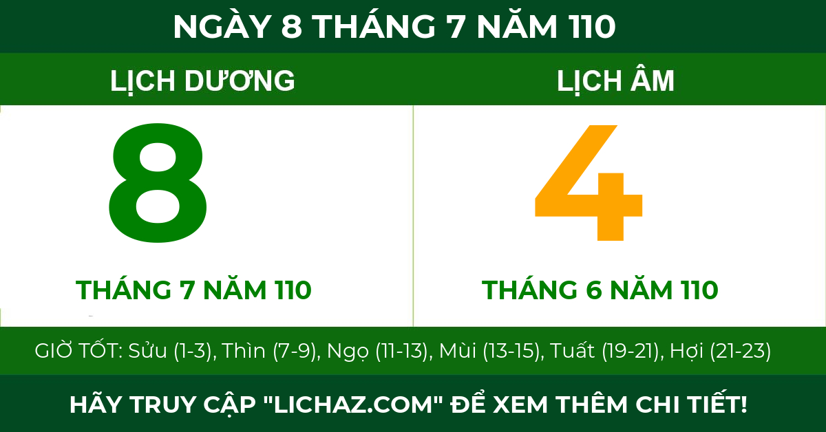 lịch âm ngày 8 tháng 7 năm 110