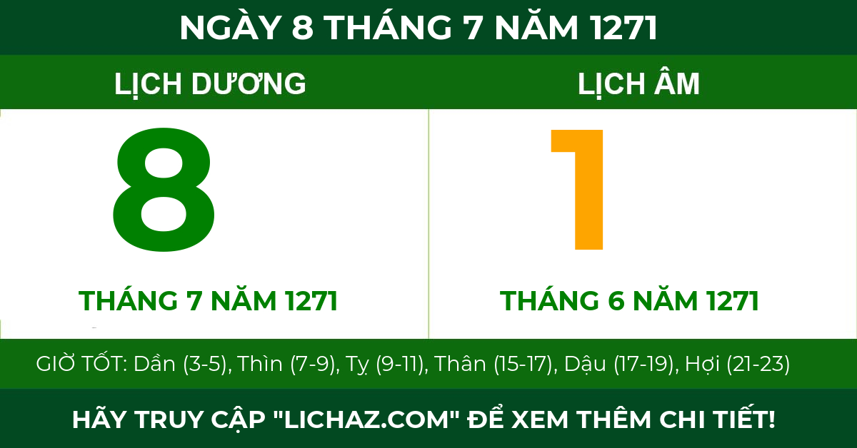 lịch âm ngày 8 tháng 7 năm 1271