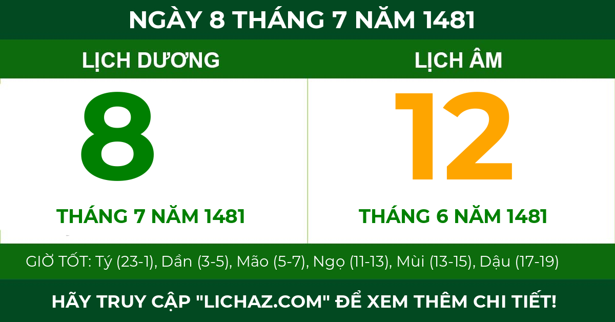 lịch âm ngày 8 tháng 7 năm 1481