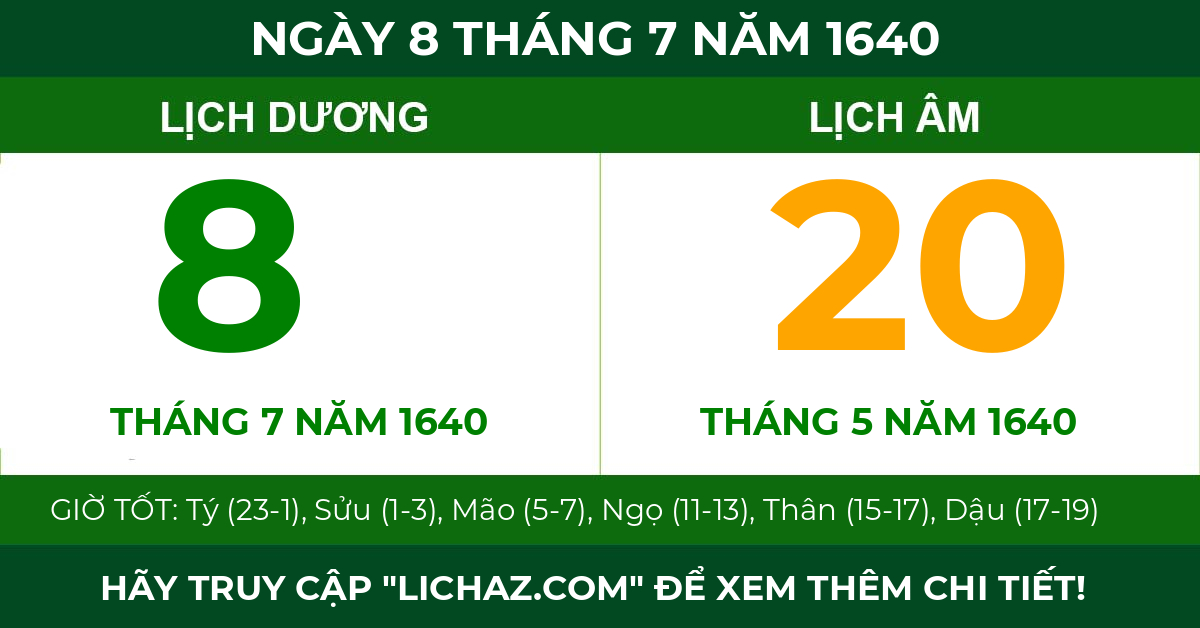 lịch âm ngày 8 tháng 7 năm 1640