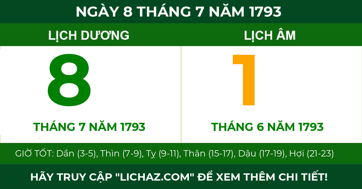 lịch âm ngày 8 tháng 7 năm 1793