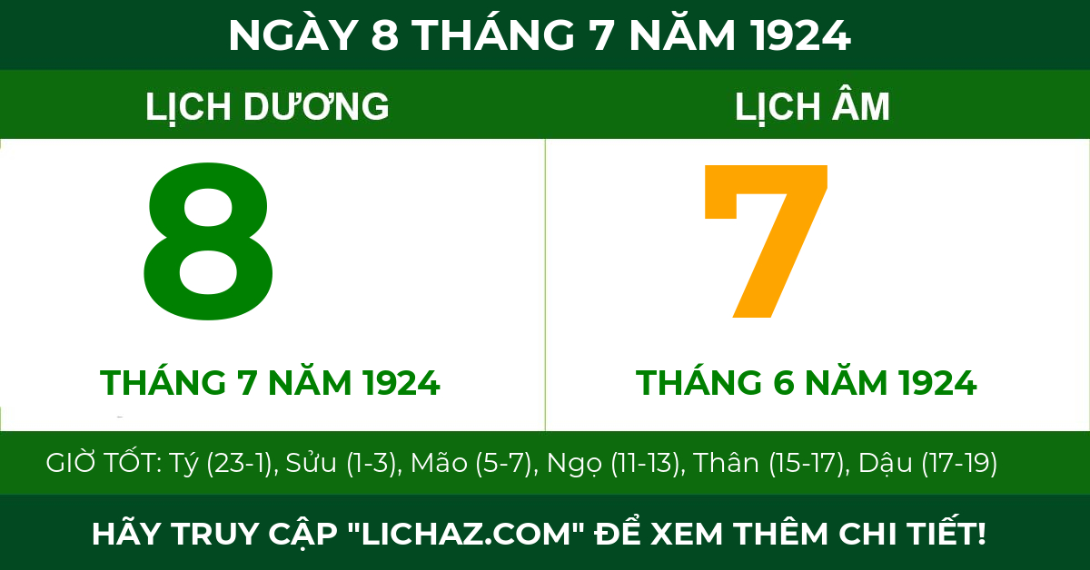 lịch âm ngày 8 tháng 7 năm 1924