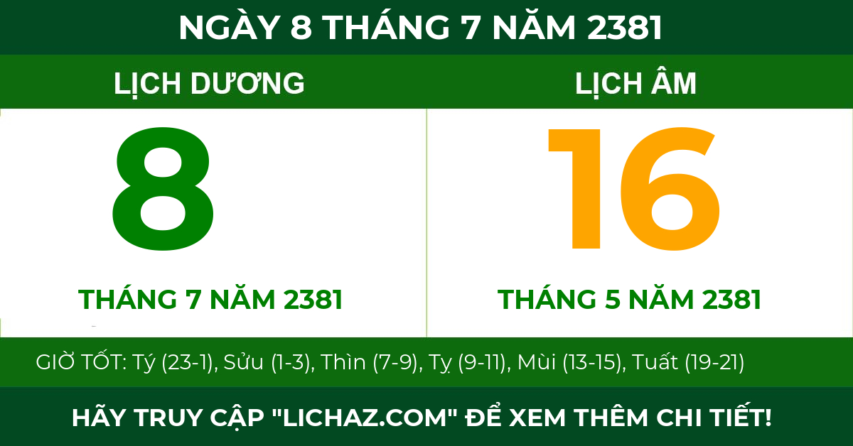 lịch âm ngày 8 tháng 7 năm 2381