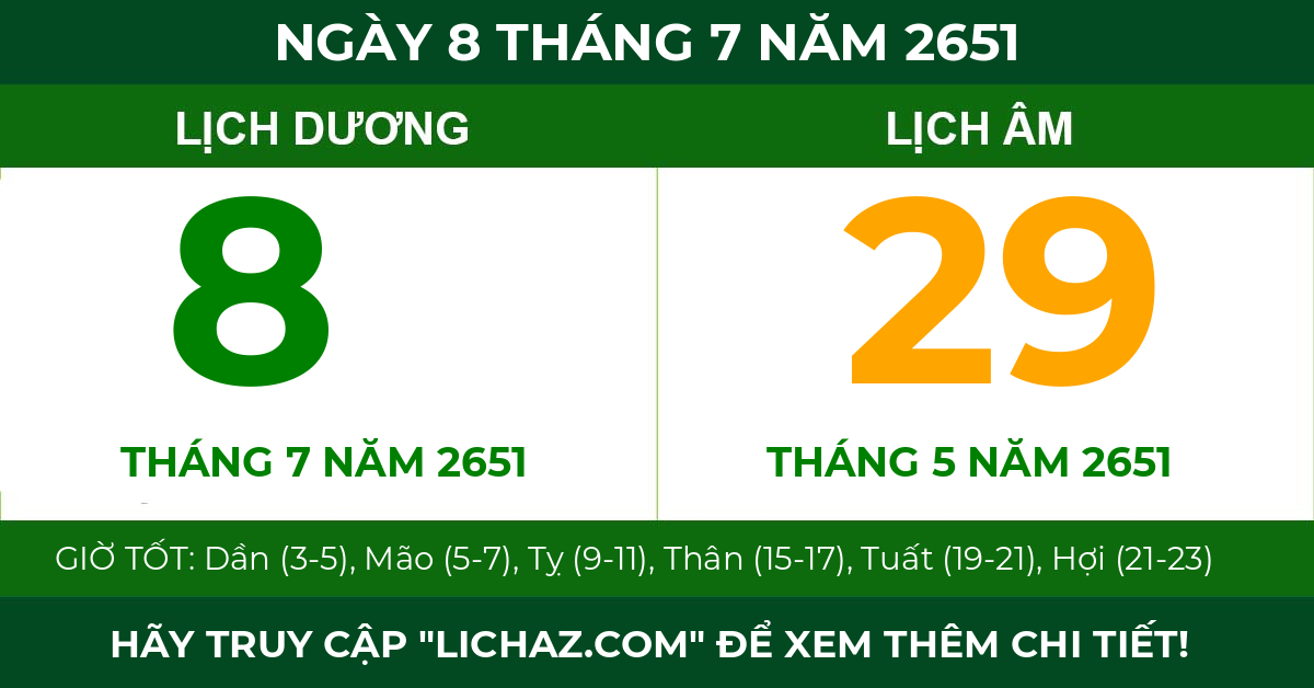 lịch âm ngày 8 tháng 7 năm 2651