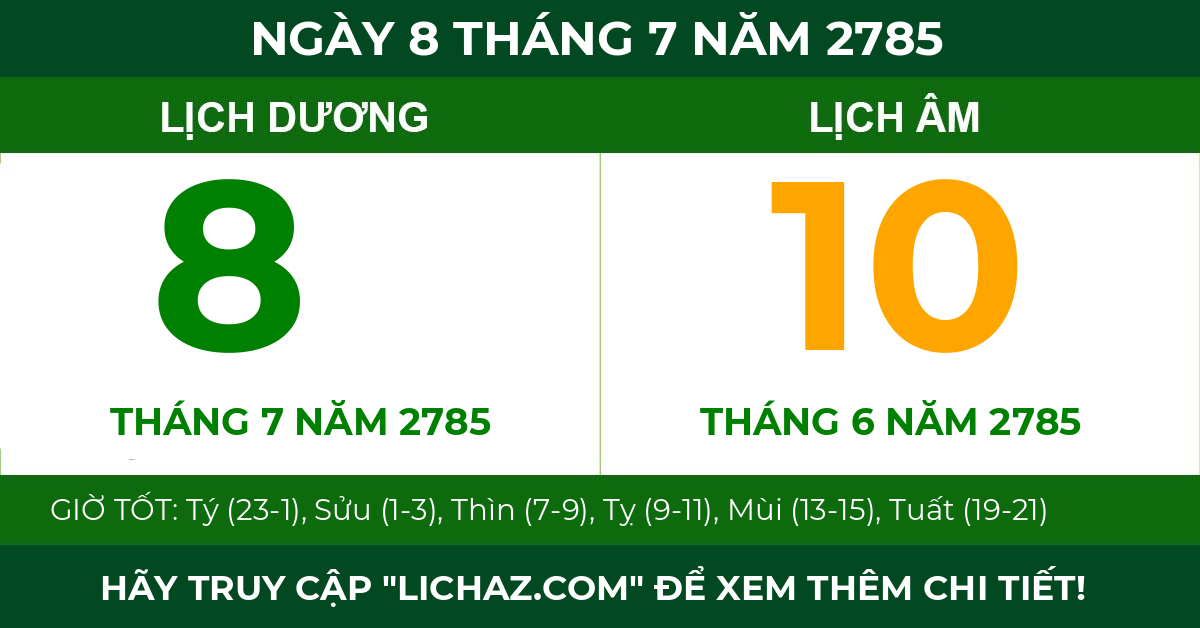 lịch âm ngày 8 tháng 7 năm 2785