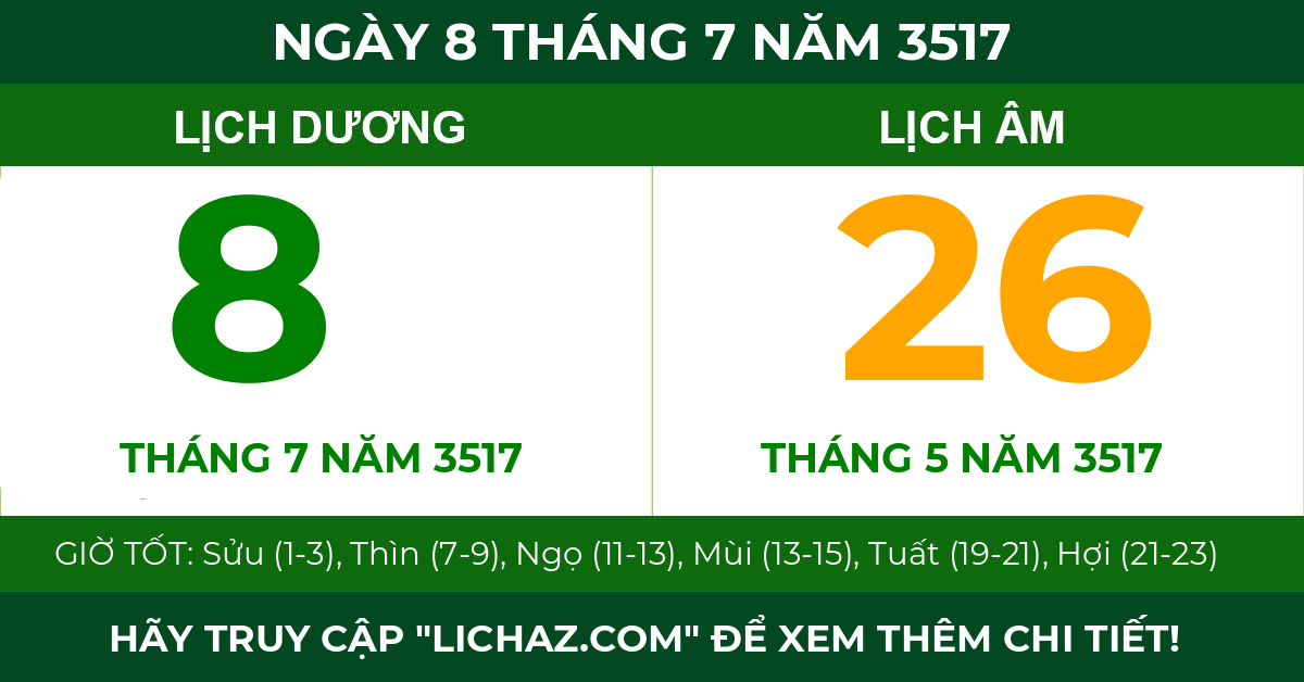 lịch âm ngày 8 tháng 7 năm 3517