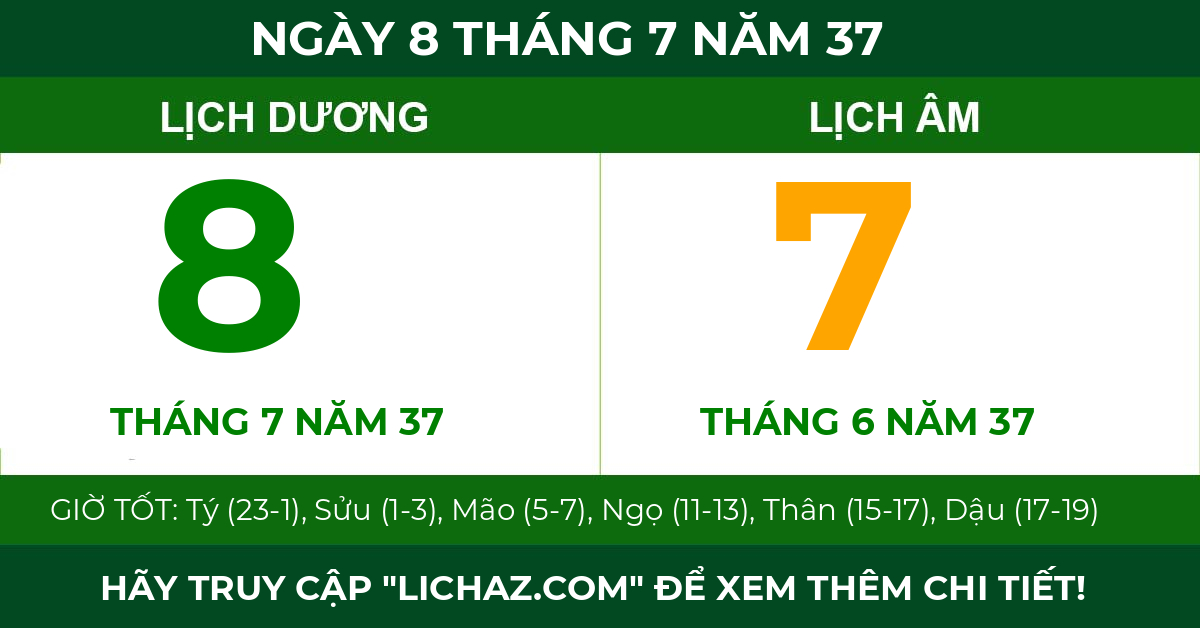 lịch âm ngày 8 tháng 7 năm 37