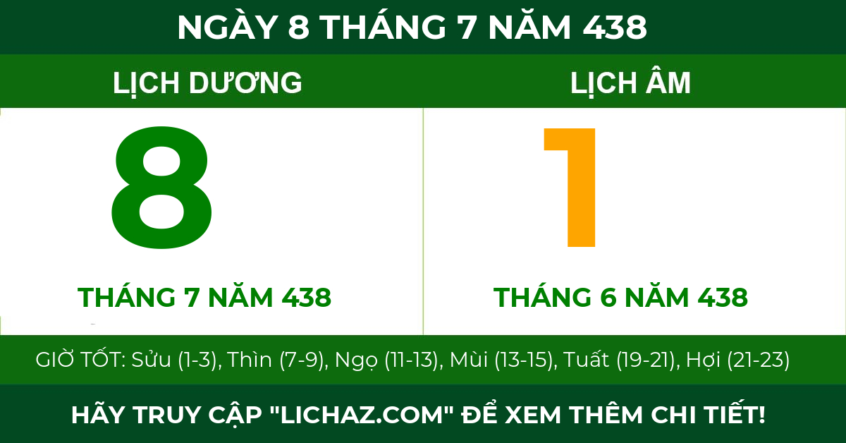 lịch âm ngày 8 tháng 7 năm 438