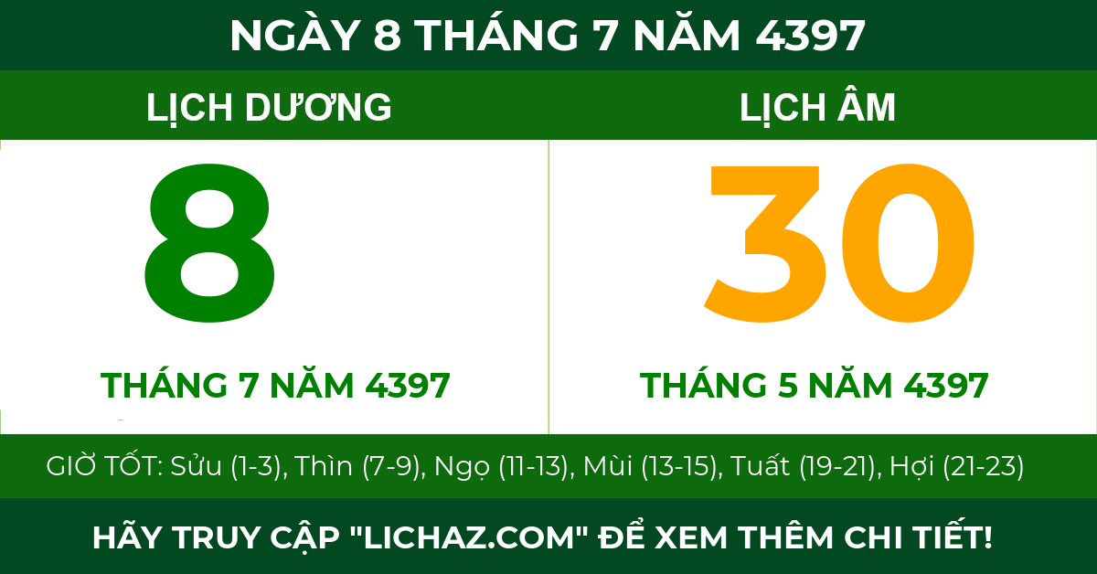 lịch âm ngày 8 tháng 7 năm 4397