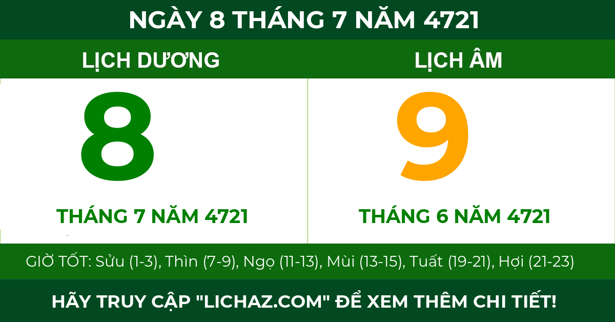 lịch âm ngày 8 tháng 7 năm 4721