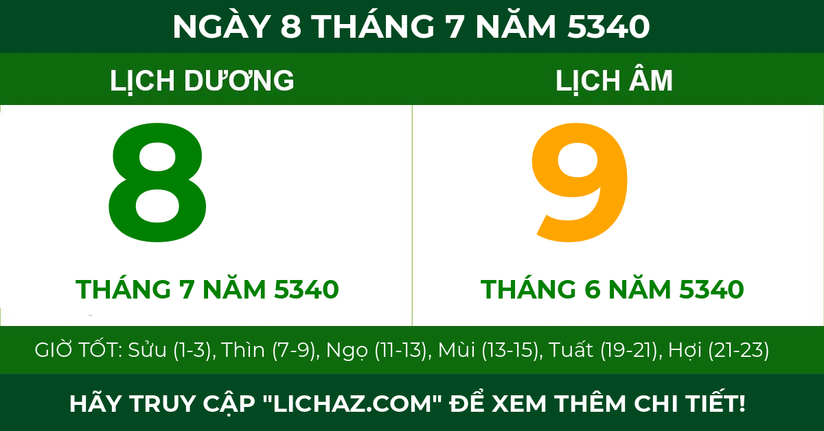 lịch âm ngày 8 tháng 7 năm 5340