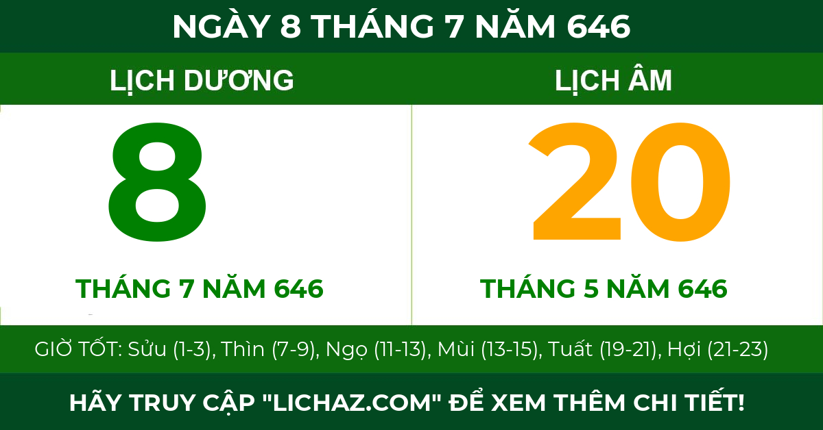 lịch âm ngày 8 tháng 7 năm 646